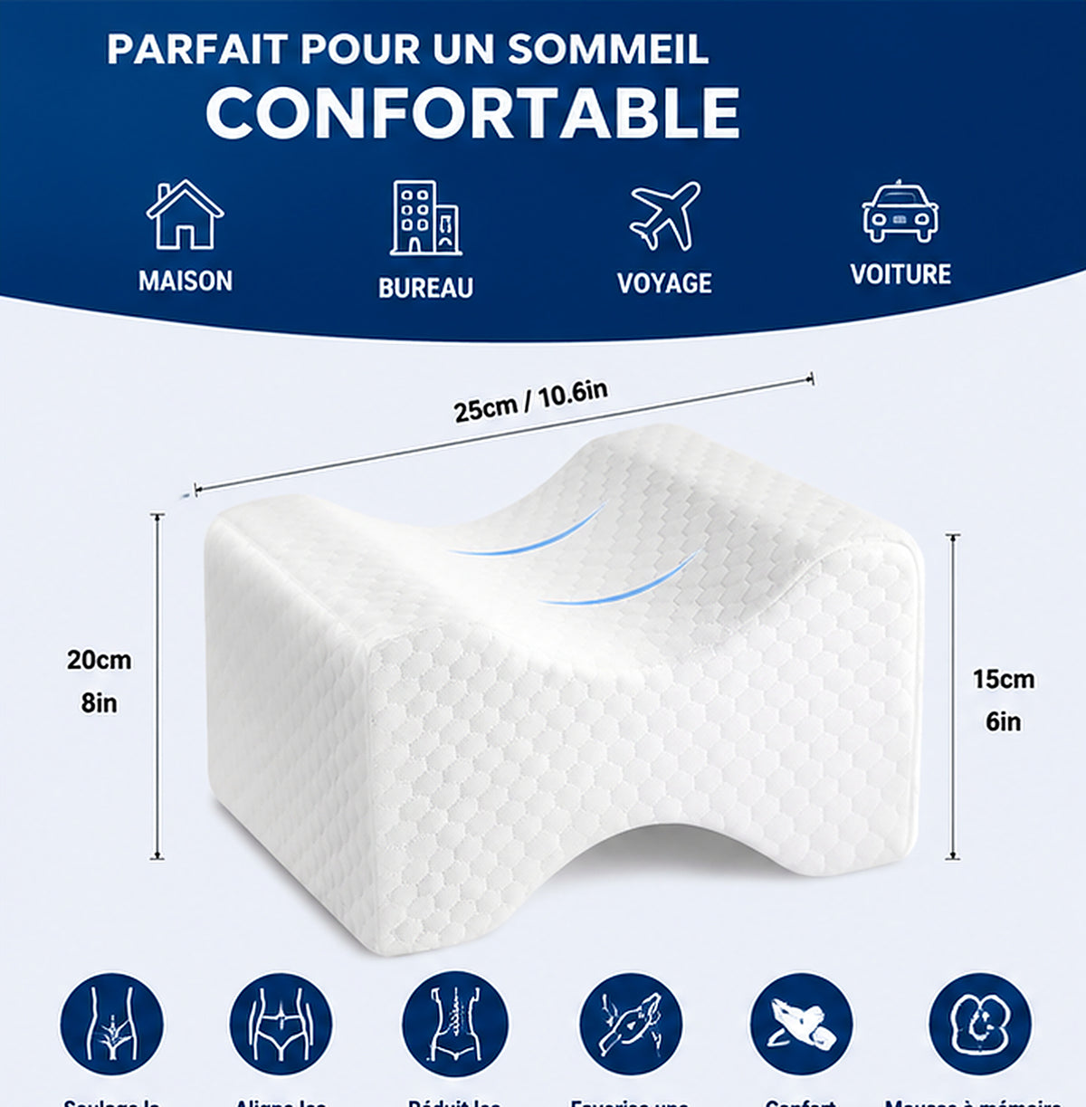 Dimensions du coussin de genoux Silnah