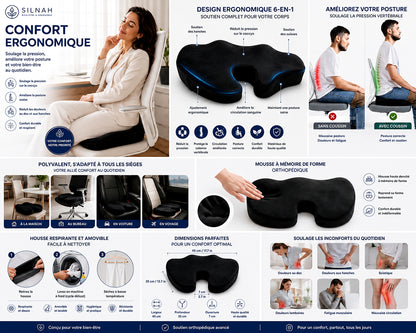 Fiche récapitulative du coussin d'assise ergonomique Silnah