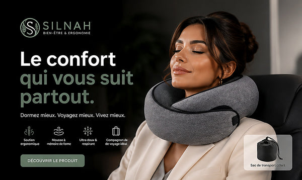 Oreiller cervical de voyage Silnah en mousse à mémoire de forme — photo produit, vue 1